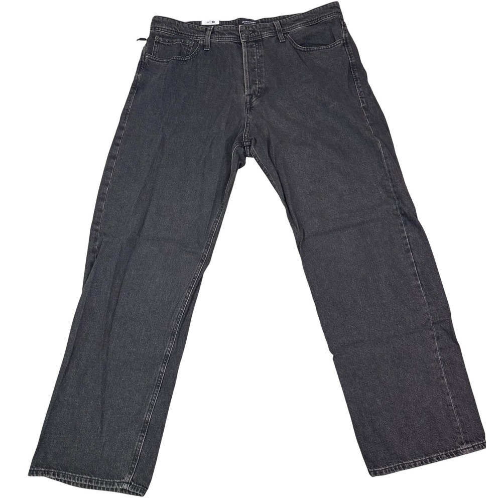 JACK JONES Jeans Intelligence Mens Black‎ Denim Straight Leg Pants Size 36x34